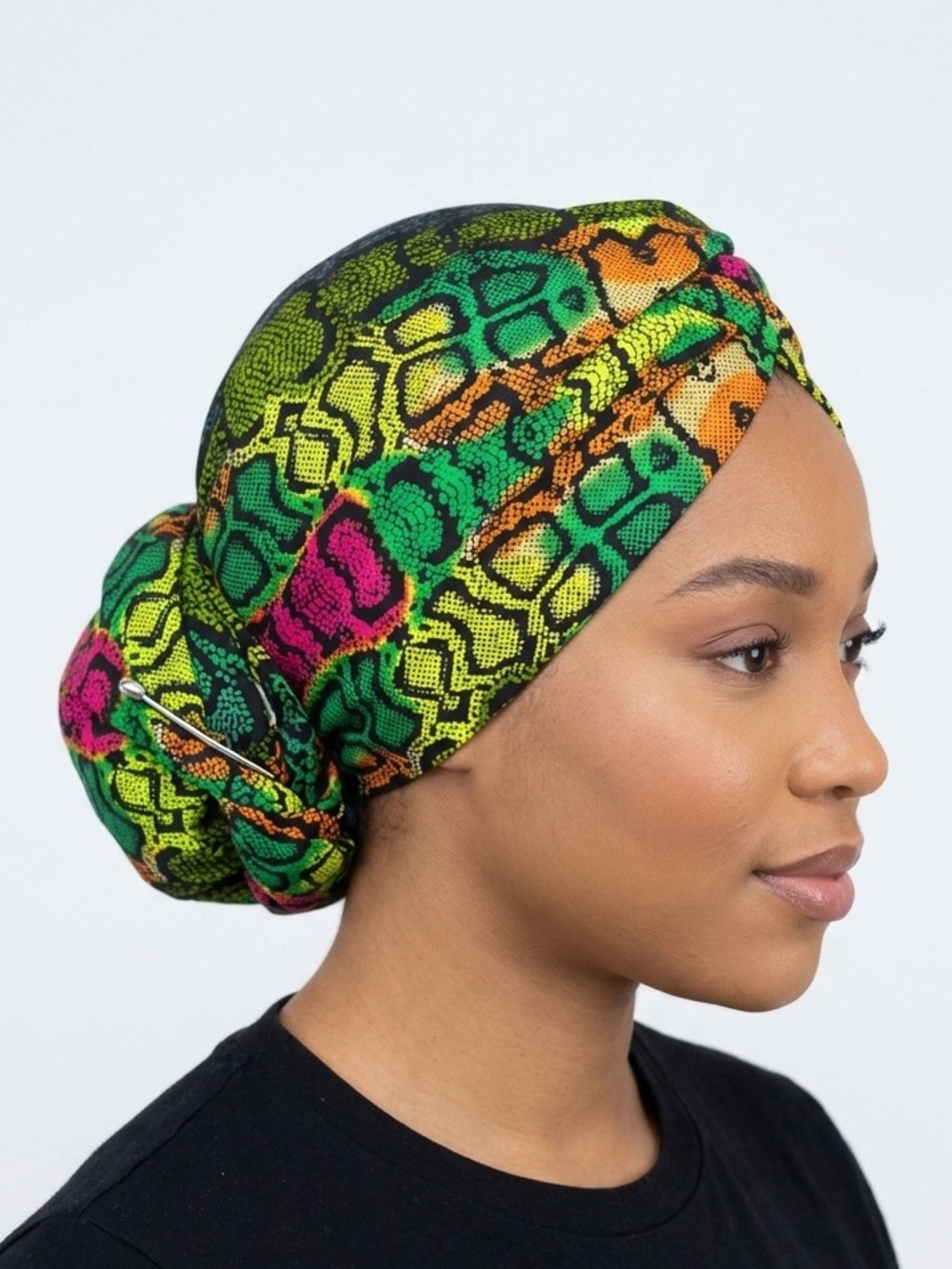 African Print Headwrap: Multicolor Snakeskin